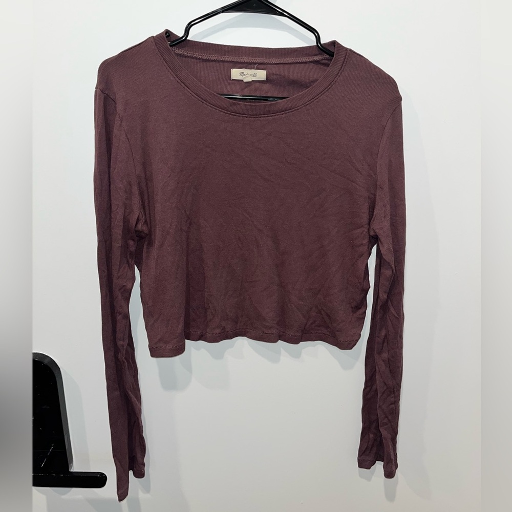 Madewell purple cropped long sleeved shirt size XL